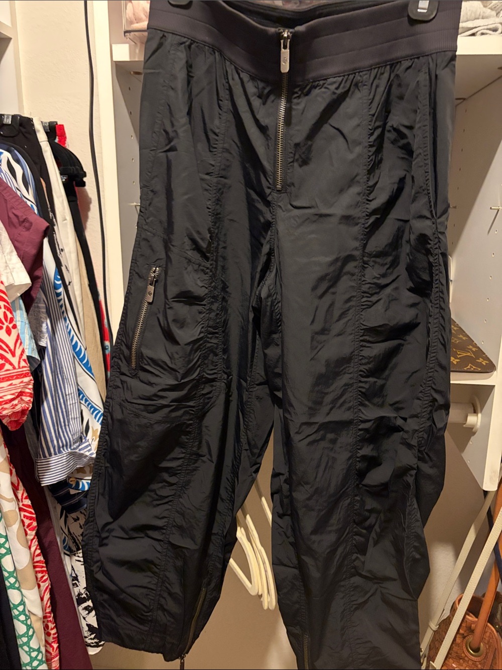 lululemon athletica Black Cropped Nylon Zip-Front Pants
